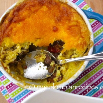 Pastel de Chocolo con Champiñones (Mushrooms and Corn Casserole)