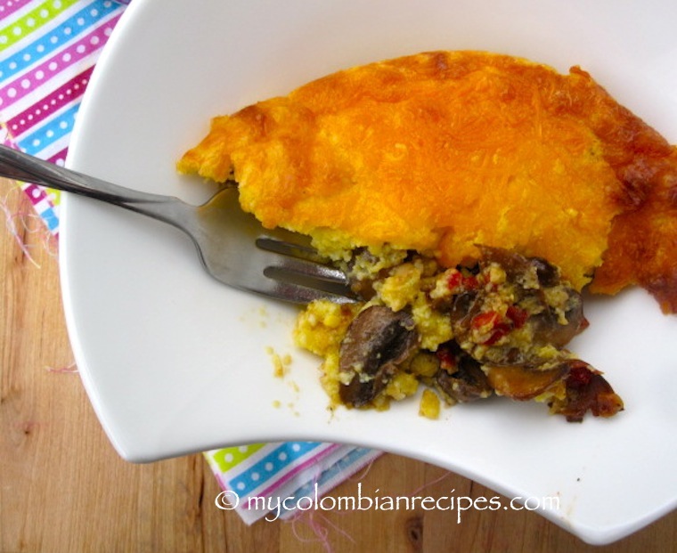 Pastel de Chocolo con Champiñones (Mushrooms and Corn Casserole)