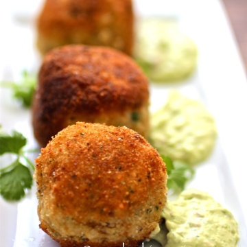 Chorizo, Cheese and Potato Croquettes with Avocado Aioli