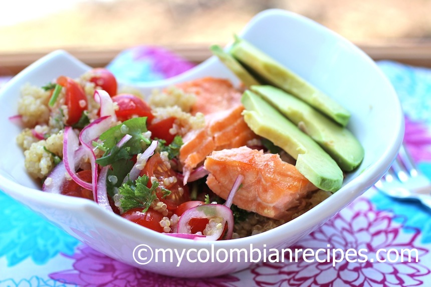 Quinoa, Salmon and Avocado Salad