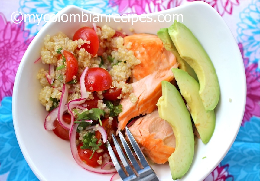 Quinoa, Salmon and Avocado Salad