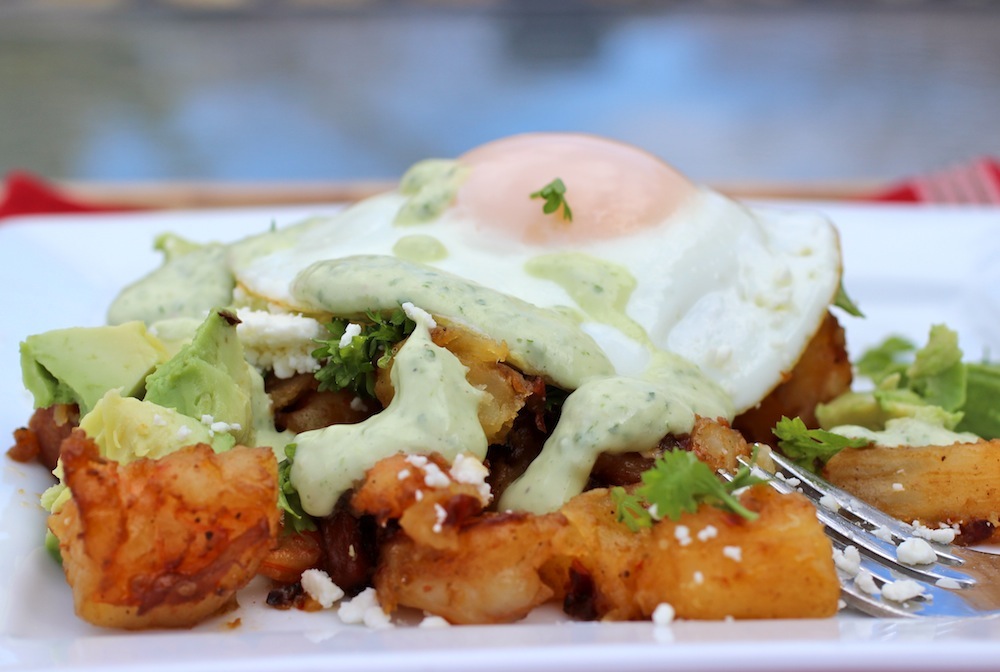 Shrimp, Chorizo and Yuca Hash