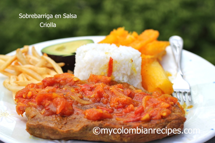 Sobrebarriga en Salsa Criolla (Flank Steak with Colombian Creole Sauce)