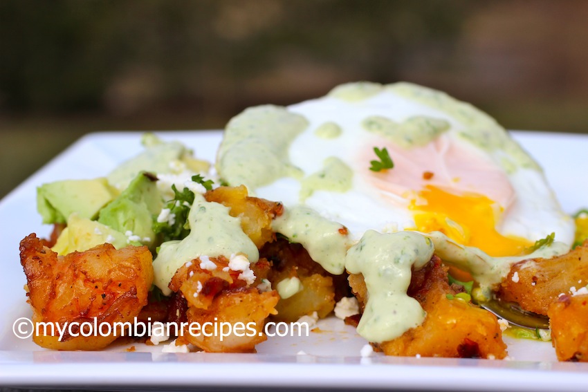 Shrimp, Chorizo and Yuca Hash