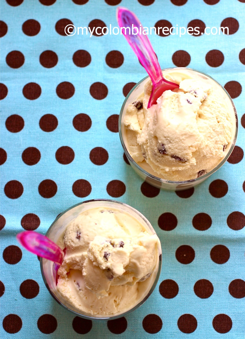 Receta de Helado de Ron con Pasas