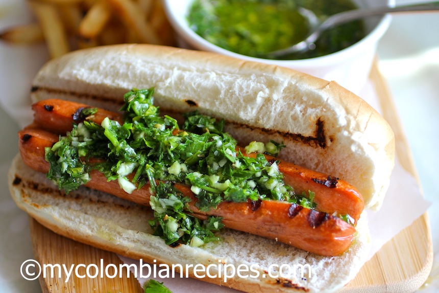 Hot Dog with Chimichurri Sauce