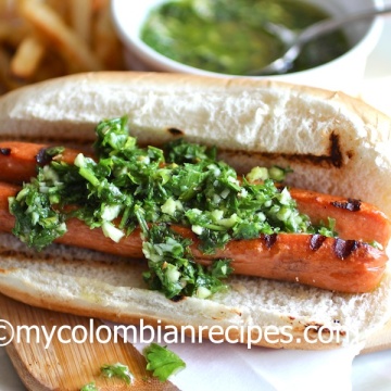 Hot Dog with Chimichurri Sauce