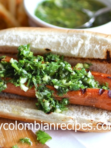 Hot Dog with Chimichurri Sauce