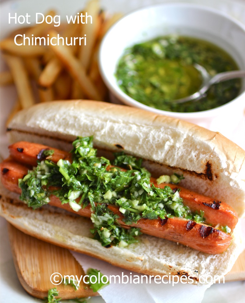 Hot Dog with Chimichurri Sauce