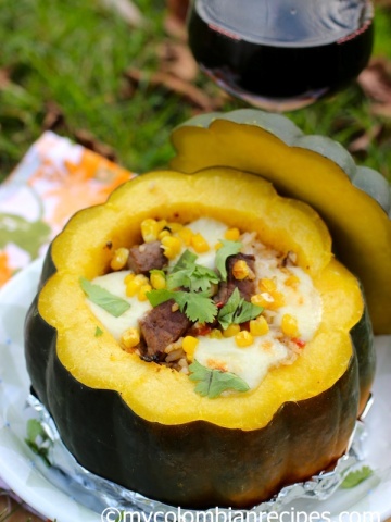 Capón de Ahuyama (Stuffed Squash or Pumpkin)|mycolombianrecipes.com