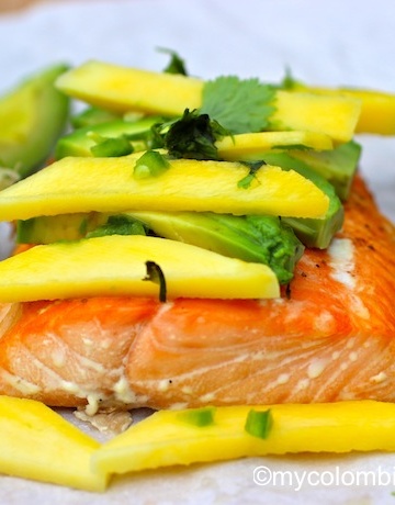 Baked Salmon with Mango and Avocado