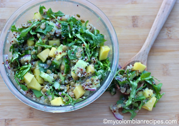 Lentil, Arugula, Mango and Quinoa Salad