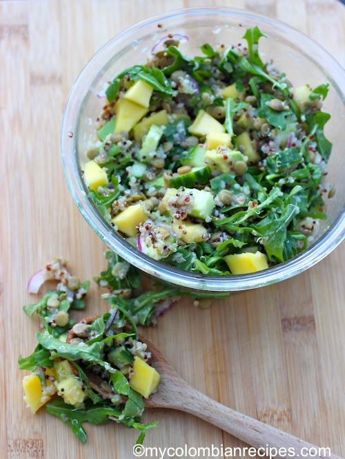 Lentil, Arugula, Mango and Quinoa Salad