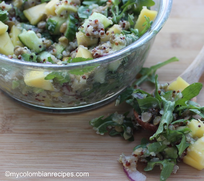 Lentil, Arugula, Mango and Quinoa Salad