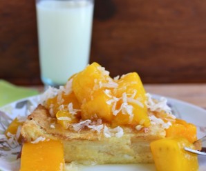 Coconut Bread Pudding with Mango Sauce