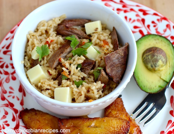 Arroz Atollado con Carne Ahumada (Rice with Smoked Beef)