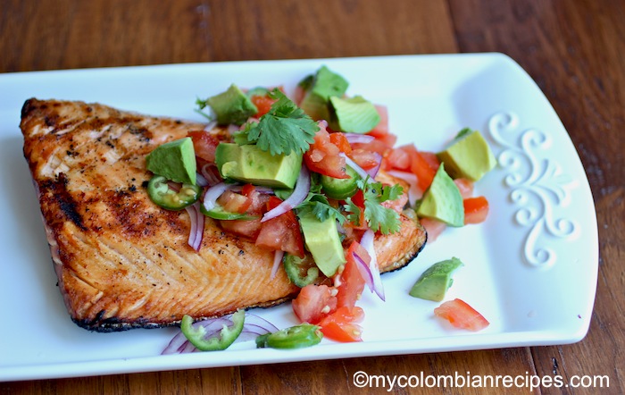 Grilled Salmon with Fresh Tomato and Avocado Salsa