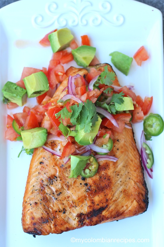 Grilled Salmon with Fresh Tomato and Avocado Salsa