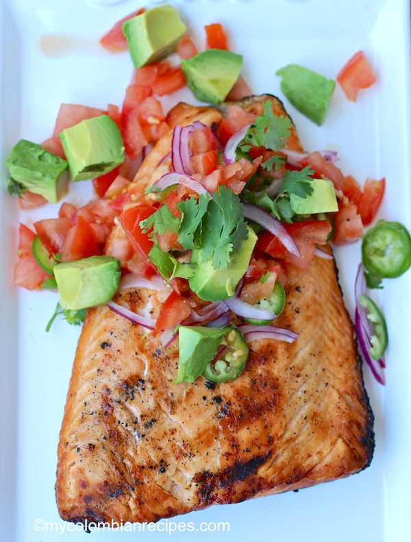 Grilled Salmon with Fresh Tomato and Avocado Salsa