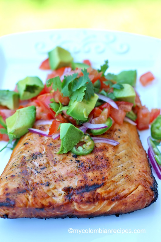 Grilled Salmon with Fresh Tomato and Avocado Salsa