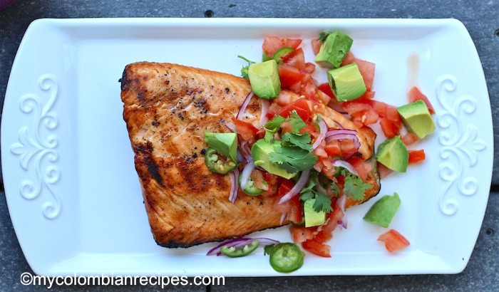 Grilled Salmon with Fresh Tomato and Avocado Salsa