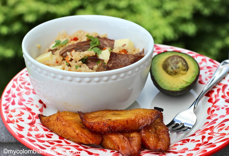 Arroz Atollado con Carne Ahumada (Rice with Smoked Beef)