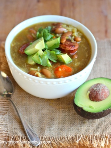 Bean and Rice Soup (Sopa de Arroz y Frijoles)|mycolombianrecipes.com