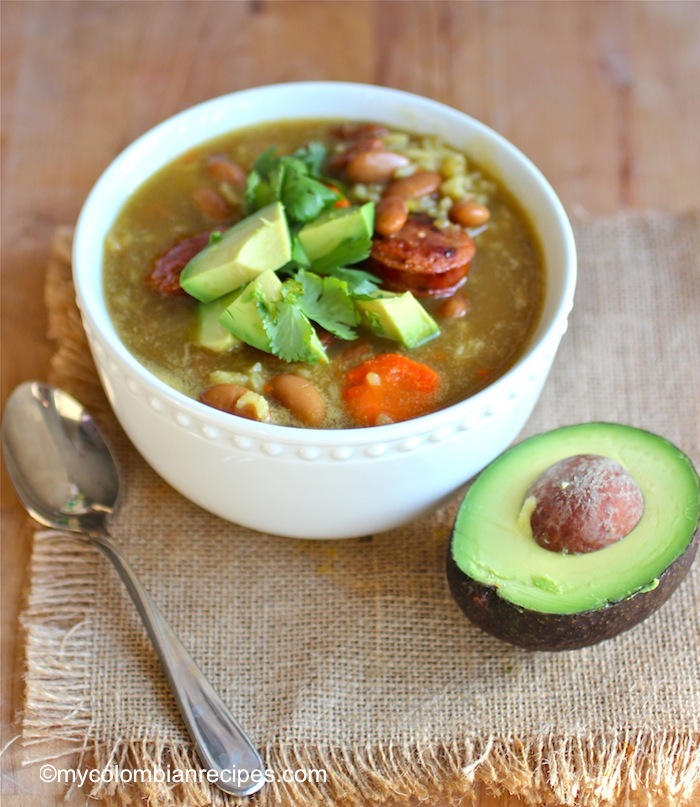 Bean and Rice Soup (Sopa de Arroz y Frijoles)|mycolombianrecipes.com