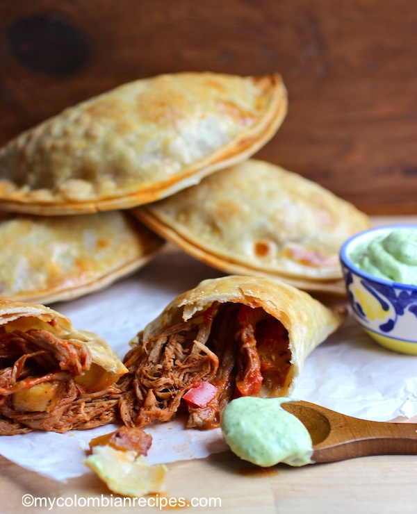 Ropa Vieja and Ripe Plantain Empanadas with Avocado Sauce