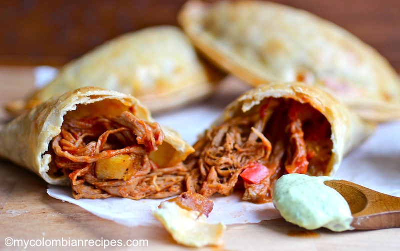 Ropa Vieja and Ripe Plantain Empanadas with Avocado Sauce