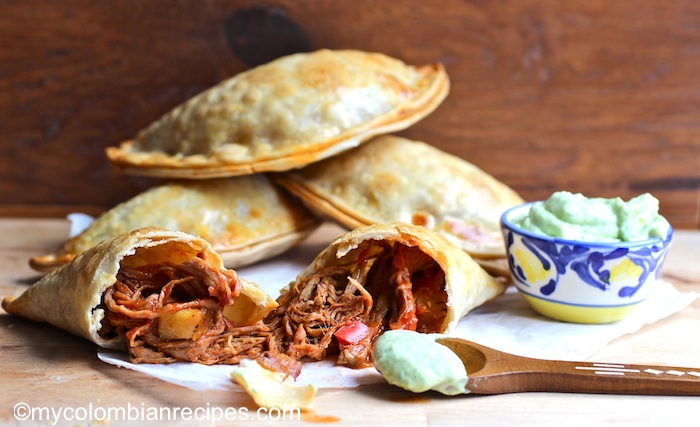 Ropa Vieja and Ripe Plantain Empanadas with Avocado Sauce