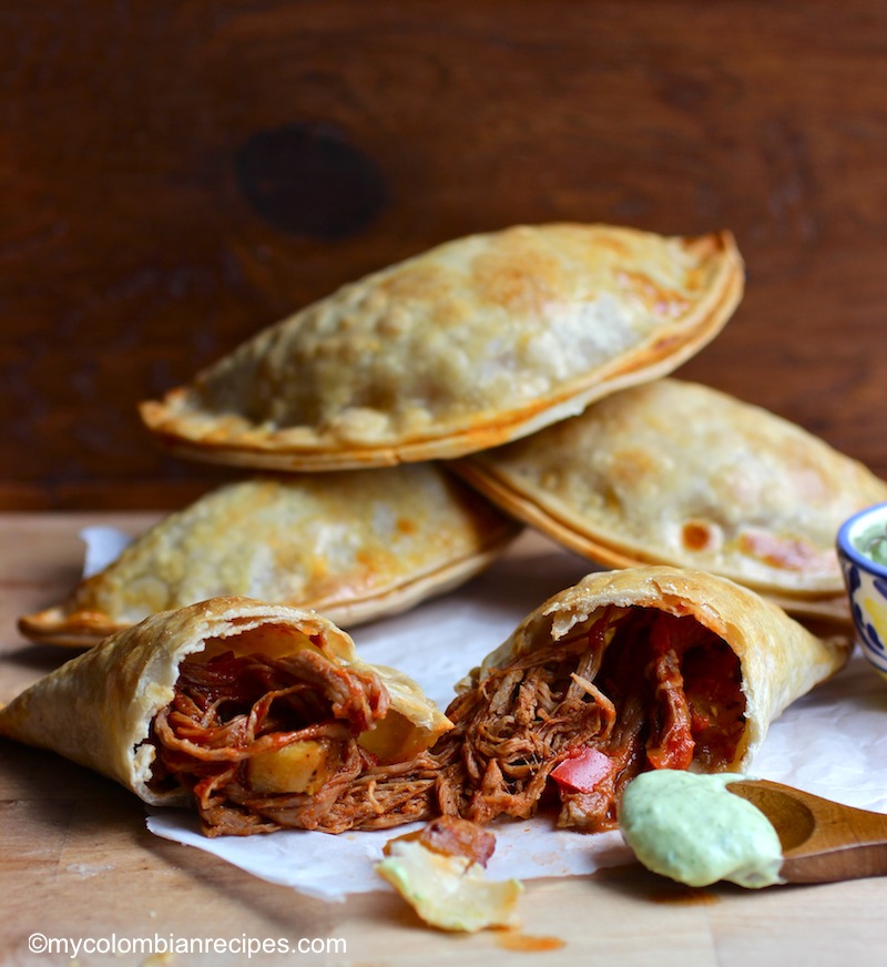 Ropa Vieja and Ripe Plantain Empanadas with Avocado Sauce