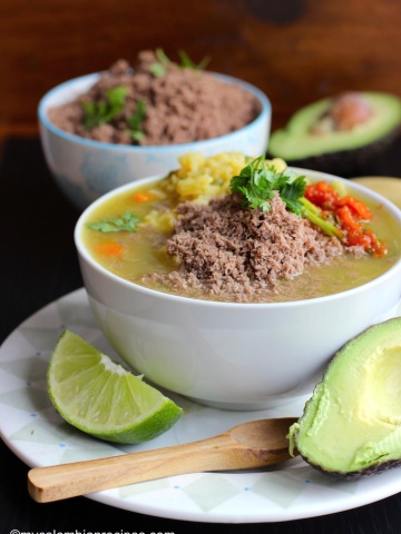 Sopa de Arroz con Carne en Polvo (Rice Soup with Powdered Beef)|mycolombianrecipes.com