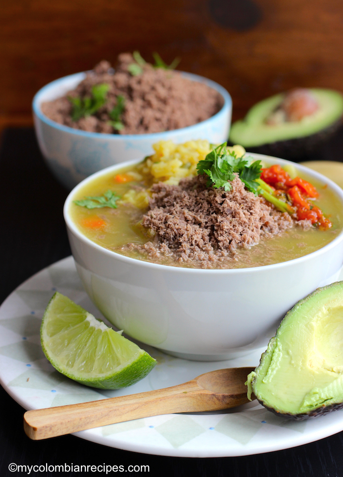 Sopa de Arroz con Carne en Polvo (Rice Soup with Powdered Beef)|mycolombianrecipes.com