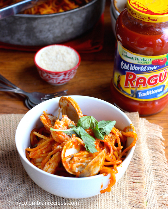 One Pot Tomato and Seafood Pasta