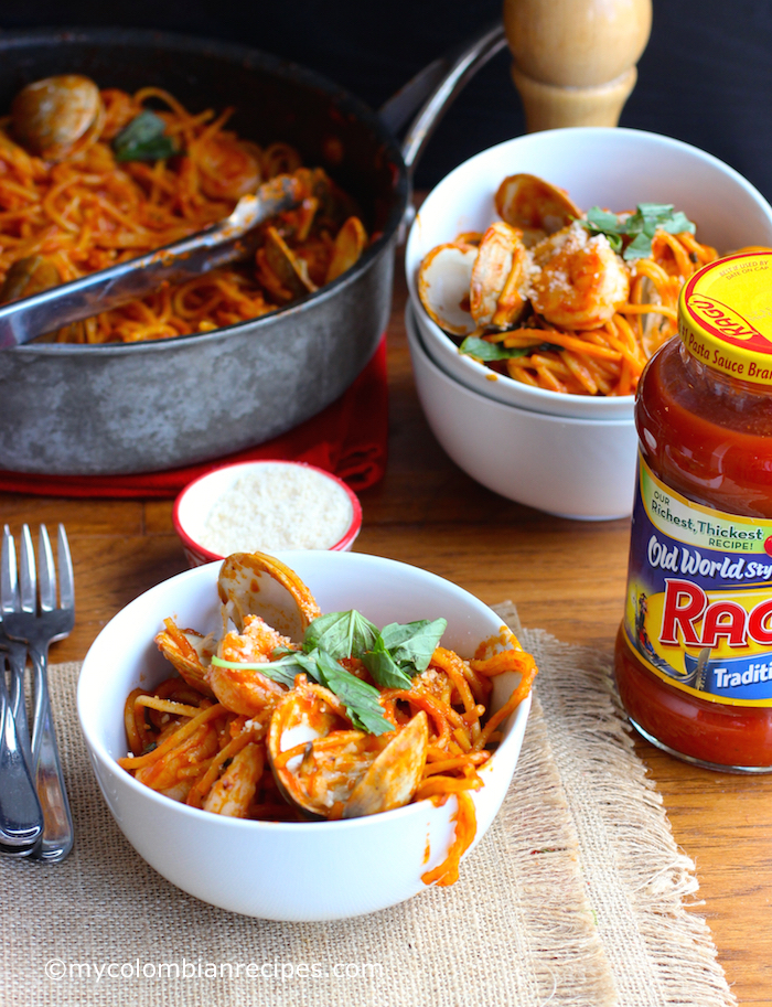 One Pot Tomato and Seafood Pasta