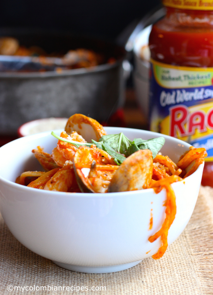 One Pot Tomato and Seafood Pasta