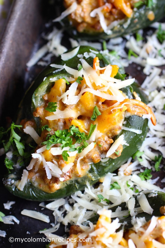 Three Cheese Hamburger Helper® Stuffed Poblano Peppers