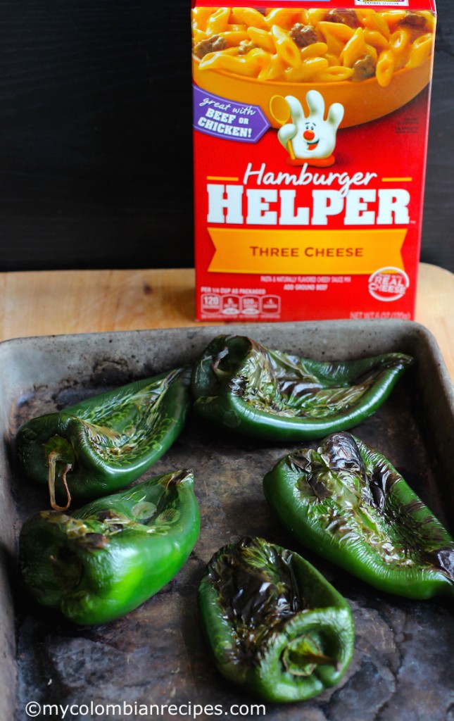 Three Cheese Hamburger Helper® Stuffed Poblano Peppers