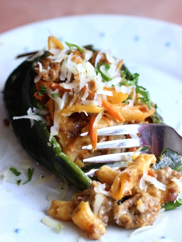 Three Cheese Hamburger Helper® Stuffed Poblano Peppers |mycolombianrecipes.com