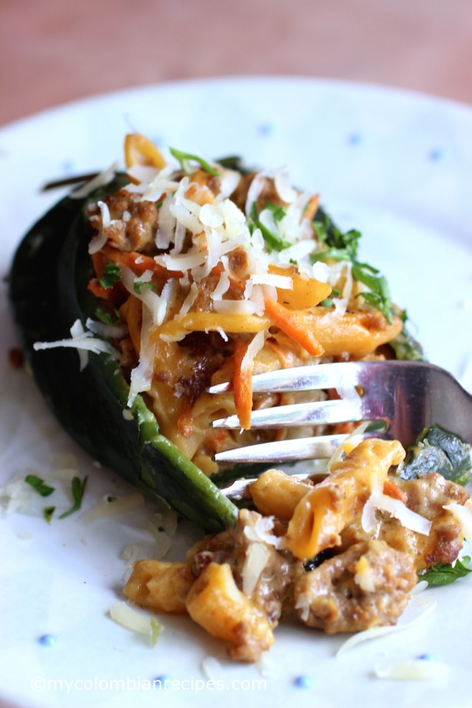 Three Cheese Hamburger Helper® Stuffed Poblano Peppers |mycolombianrecipes.com