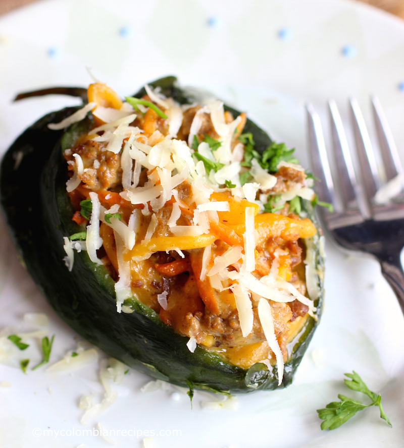 Three Cheese Hamburger Helper® Stuffed Poblano Peppers