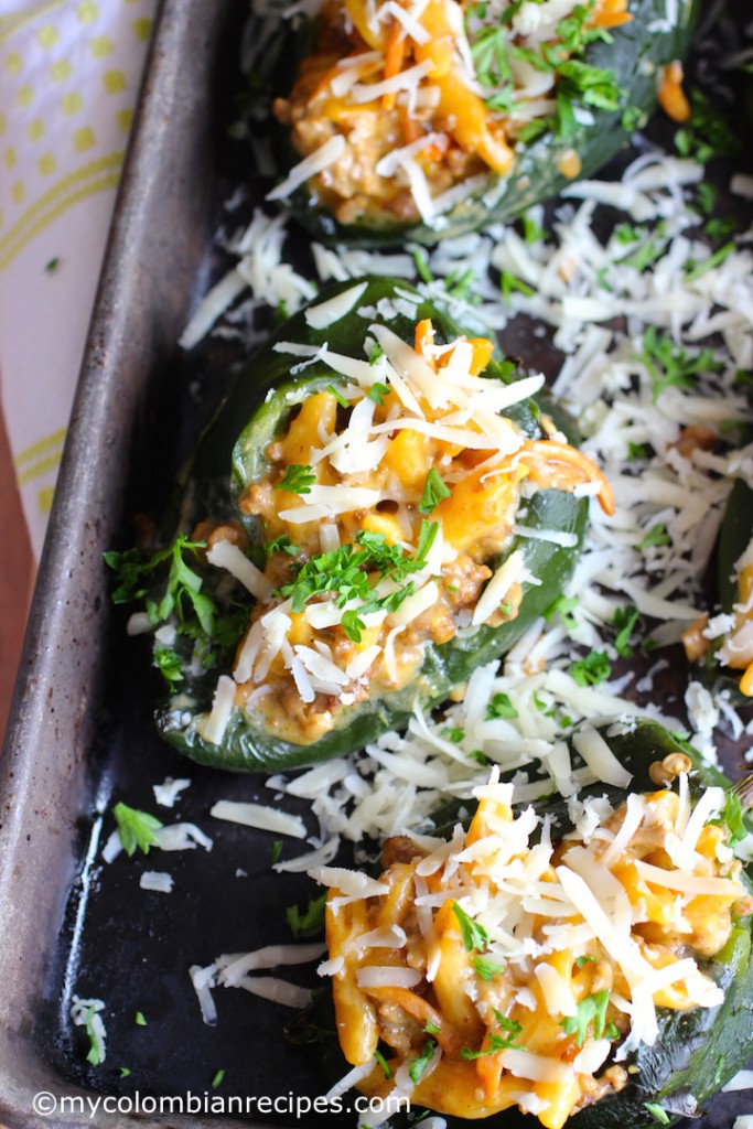 Three Cheese Hamburger Helper® Stuffed Poblano Peppers