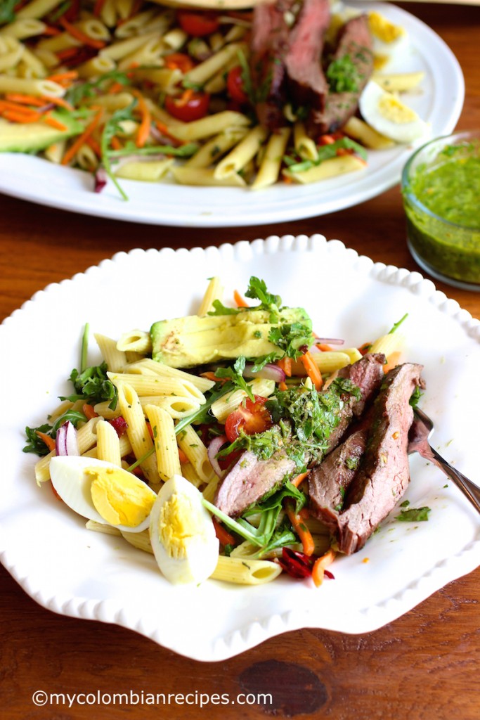 pasta and steak salad