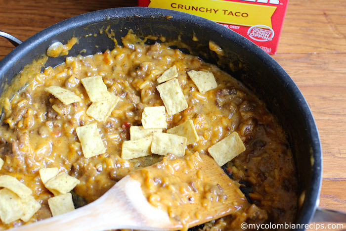 Crunchy Taco Rice and Beef Bowl