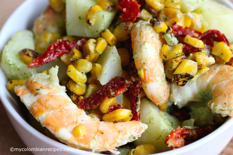 Potato and Shrimp Salad with Cilantro and Lime Dressing |mycolombianrecipes.com