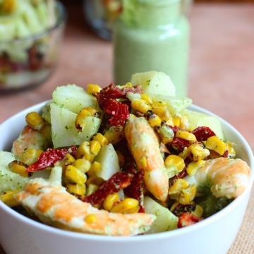 Potato and Shrimp Salad with Cilantro and Lime Dressing|mycolombianrecipes.com