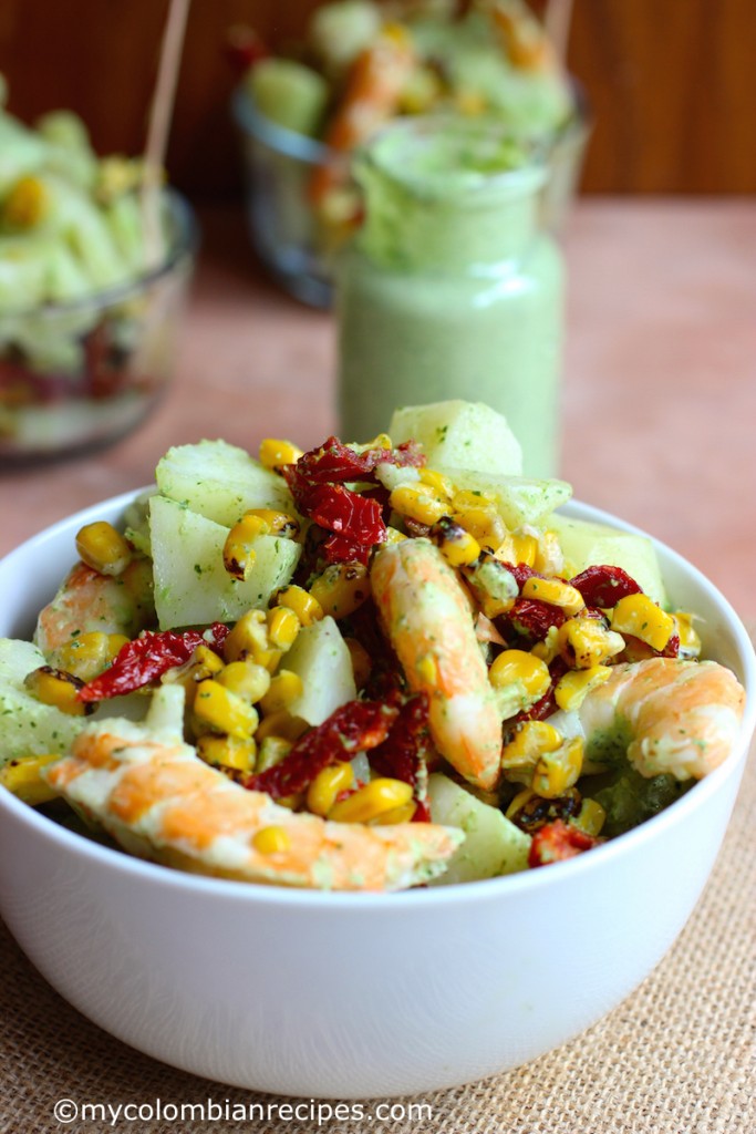 Potato and Shrimp Salad with Cilantro and Lime Dressing|mycolombianrecipes.com