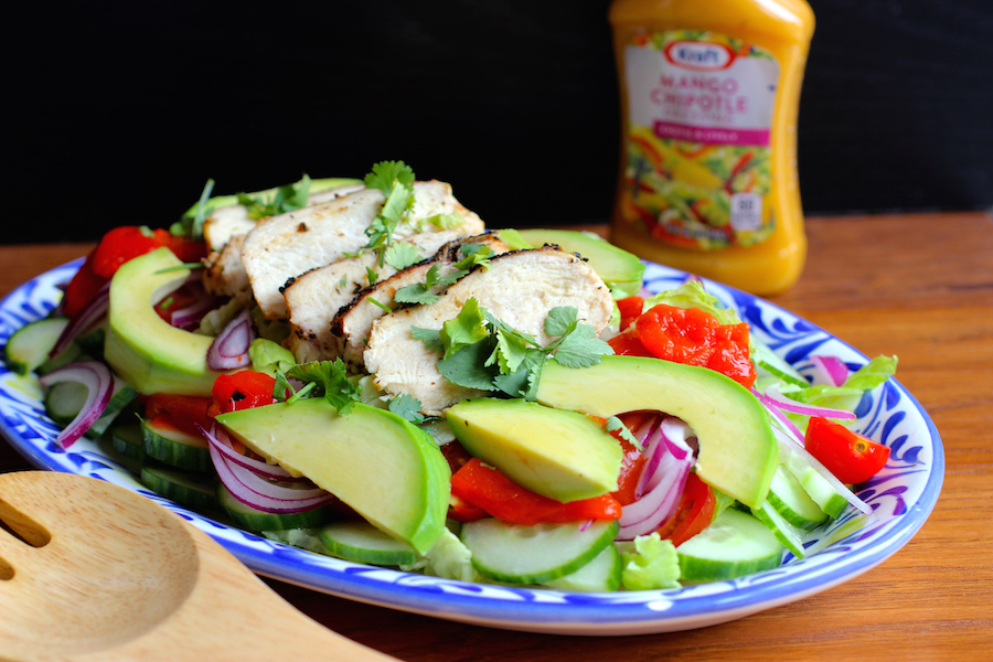 Grilled Chicken Salad with Mango Chipotle Dressing