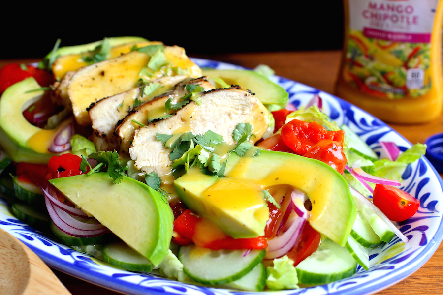 Grilled Chicken Salad with Mango Chipotle Dressing